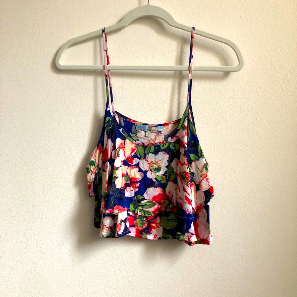 Hawaiian flower crop top